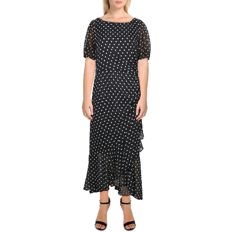 Julia Jordan Womens Chiffon Polka Dot Maxi Dress Trendy Printed Maxi Dress
