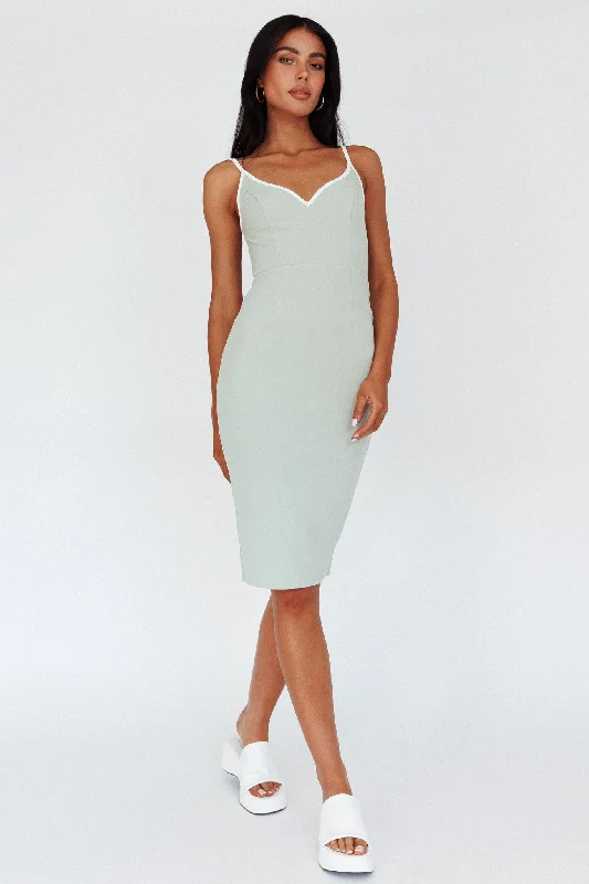 Kandis Low Back Midi Dress Sage Trendy Floral Wrap Midi Dress