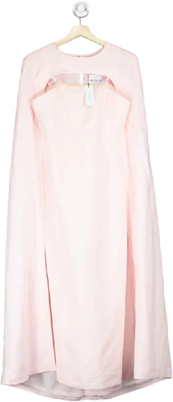 Karen Millen Blush Fluid Tailored Caped Maxi Dress UK 8 Elegant Tiered Maxi Dress
