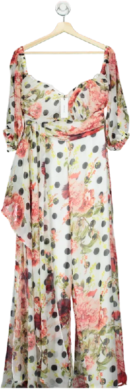 Karen Millen Floral Polka Dot Maxi Dress UK 10 Elegant Floral Maxi Dress