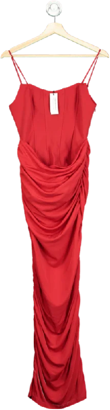 Karen Millen Red Premium Viscose Jersey Corset Midi Dress XS