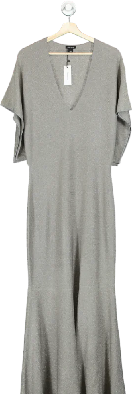 Karen Millen Silver Maxi Dress UK L Trendy A-Line Maxi Dress