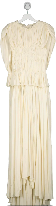 Khaite Cream Genevie Pleated Maxi Dress UK S Comfortable Casual Maxi Dress