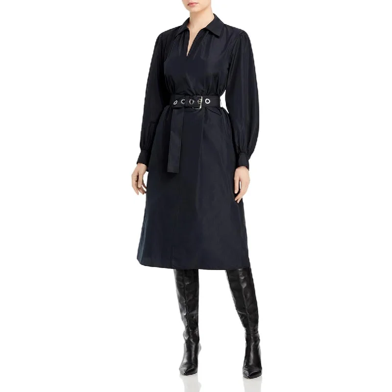 Lafayette 148 New York Womens Bishop Sleeve Calf Midi Dress