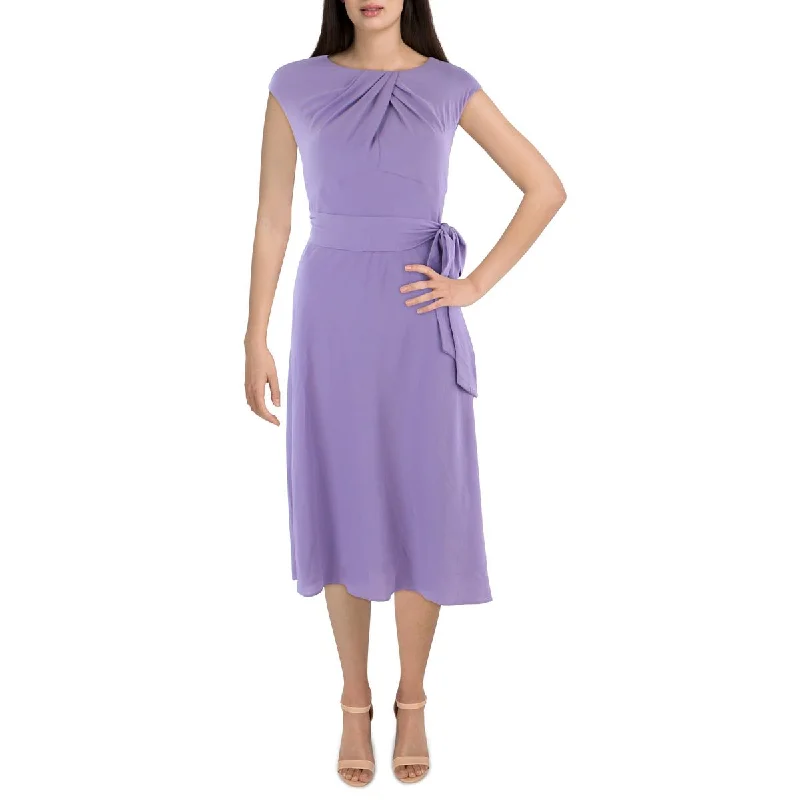 Lauren Ralph Lauren Womens Crepe Cap Sleeve Midi Dress