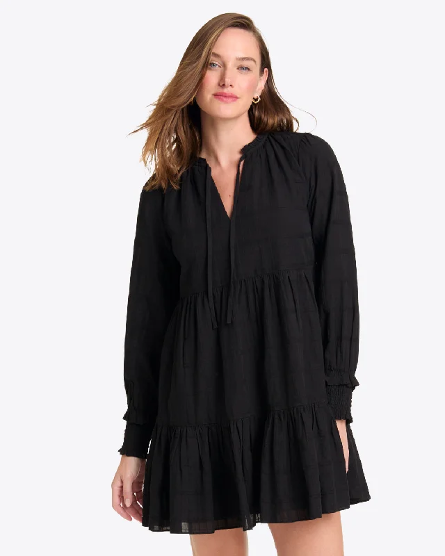 Connie Long Sleeve Mini Dress in Pane Plaid Stylish Spaghetti Strap Mini Dress