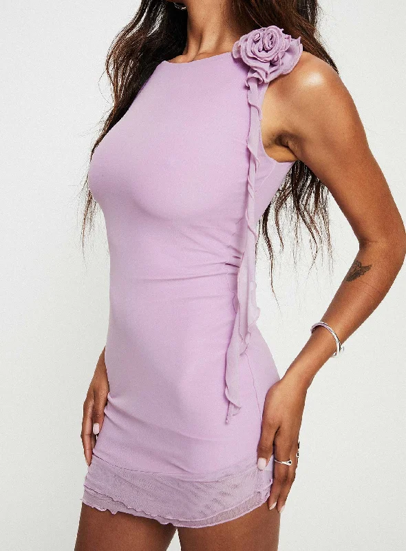 Lorello Mini Dress Purple Elegant Lace Mini Dress