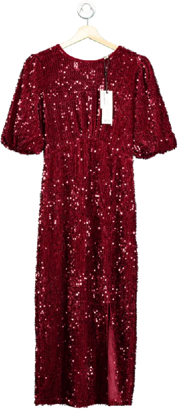 Love & Roses Red Sequin Empire Midi Dress UK 8