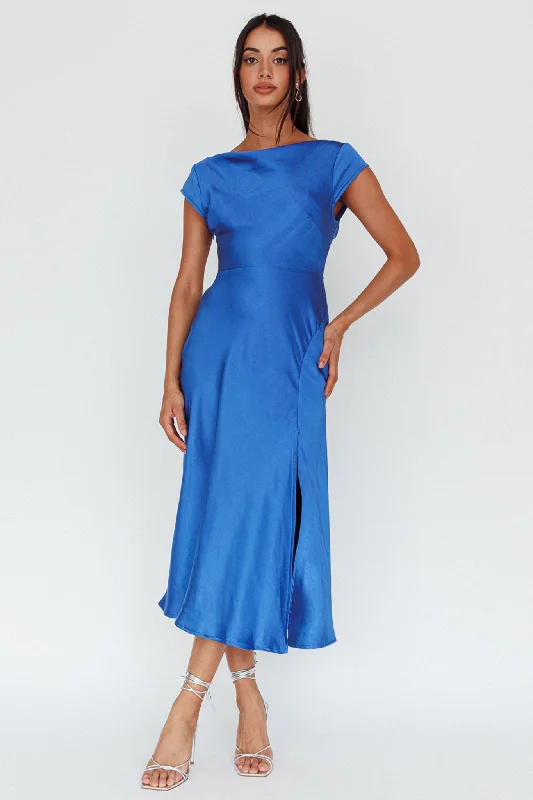 Lucinda Twist Back Midi Dress Navy Comfortable Geometric Print Midi Dress