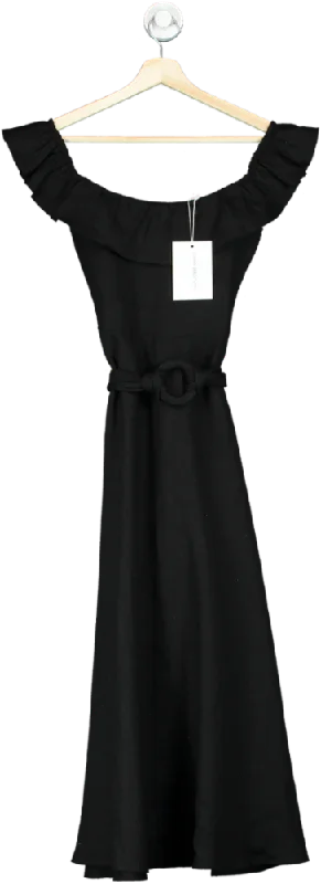 Maia Bergman Black Off-Shoulder Maxi Dress UK XS Stylish One-Shoulder Maxi Dress
