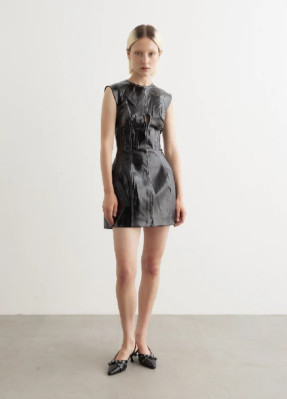 Marina Mini Dress Elegant Satin Lace Mini Dress