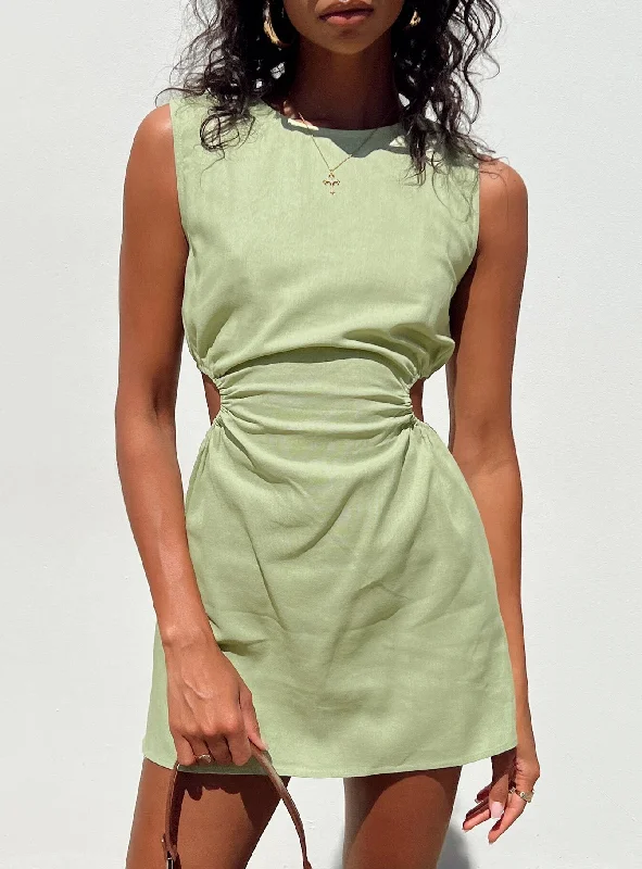 Mayzie Mini Dress Green Classic Striped Mini Dress