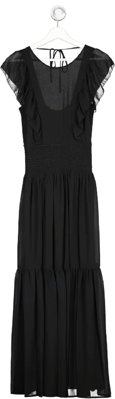 Michael Kors Black Georgette ruffle Maxi Dress UK XS Classic Solid Maxi Dress