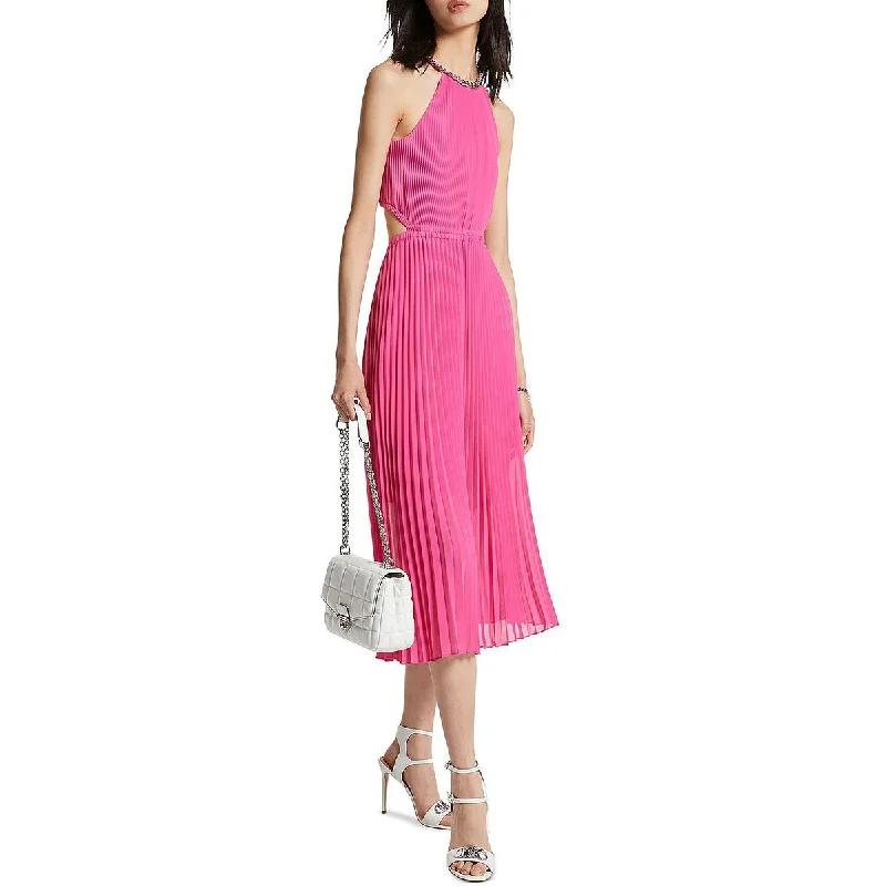 MICHAEL Michael Kors Womens Chiffon Cut-Out Midi Dress