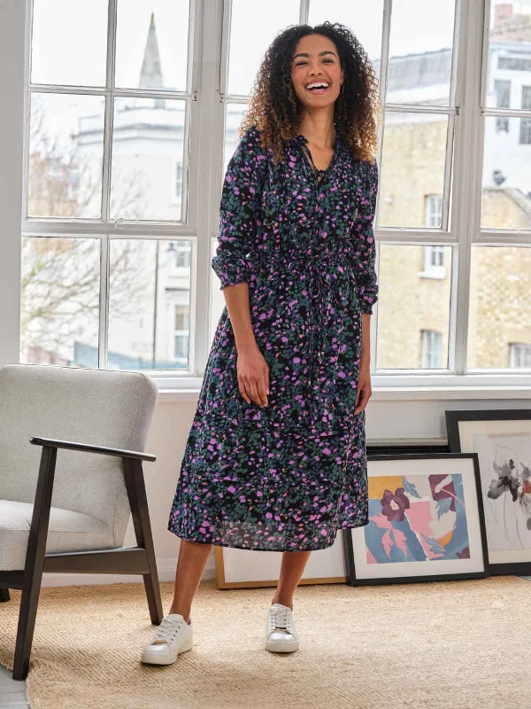 Misty Organic Cotton Crepe Midi Dress - Black Chic Off-Shoulder Midi Dress