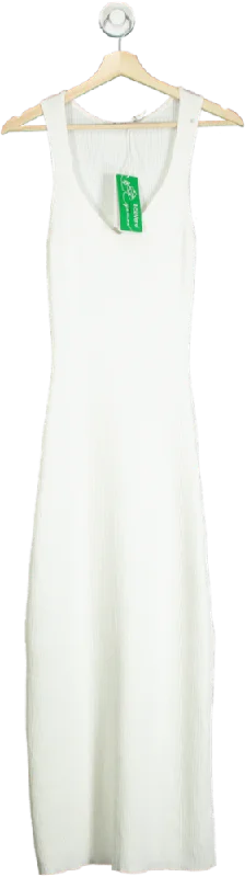 NA-KD White Fine Knitted Scoop Neck Midi Dress UK S