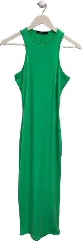 Nasty Gal Green Recycled Racer Neck Midi Dress UK 8