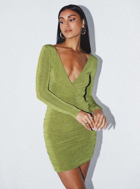 Nico Mini Dress Green Classic Casual Mini Dress