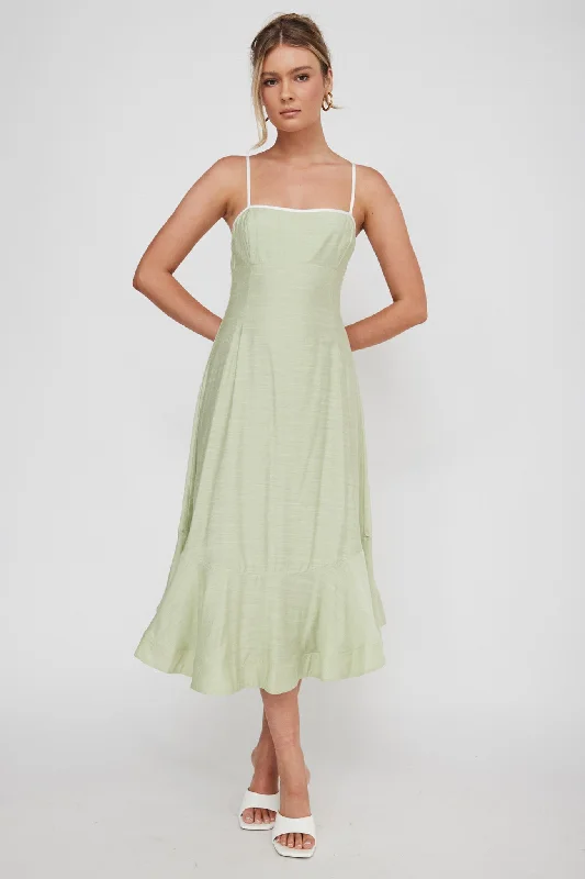 Noni Cami Strap Swing Midi Dress Pistachio Cozy T-shirt Midi Dress