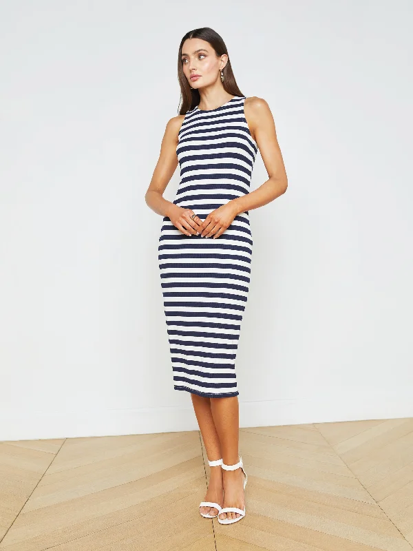 Nura Sleeveless Midi Dress Trendy Flared Sleeve Midi Dress