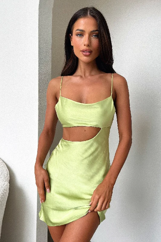 Oasis Mini Dress - Green Trendy Floral Mini Dress