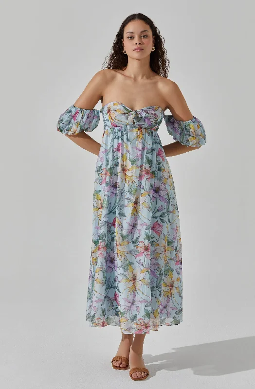 Off Shoulder Midi Dress Elegant V-Neck Midi Dress