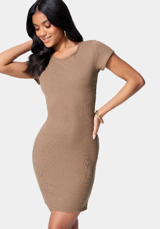 Open Back Mini Dress Comfortable Fit-and-Flare Mini Dress