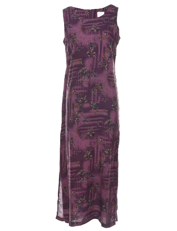 Plum Floral Print Maxi Dress - M Stylish Boho Chic Maxi Dress