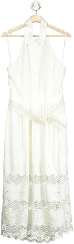 Rebecca Vallance White Giovanni halterneck midi dress UK 14