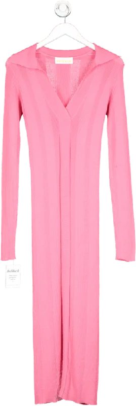 Remain Birger Christensen Pink Sheer Knit Collard Maxi Dress UK 8 Classic A-Line Maxi Dress Remain Birger Christensen Pink Sheer Knit Collard Maxi Dress UK 8 Classic A-Line Maxi Dress