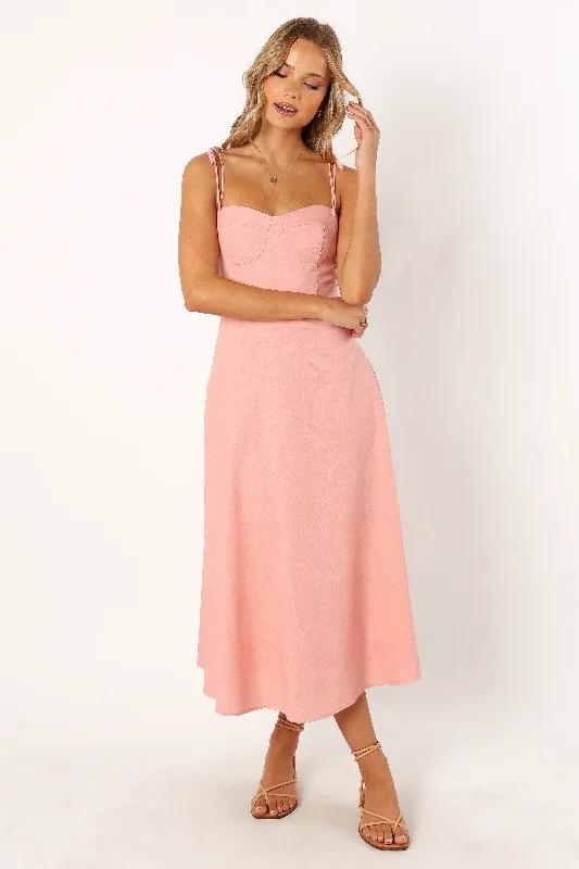 Remi Midi Dress - Soft Rose Comfortable Ribbed Midi Dress