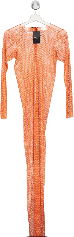 Santa Brands Orange Tangerine Diamonds Maxi Dress UK XS/S Comfortable Fitted Maxi Dress Santa Brands Orange Tangerine Diamonds Maxi Dress UK XS/S Comfortable Fitted Maxi Dress