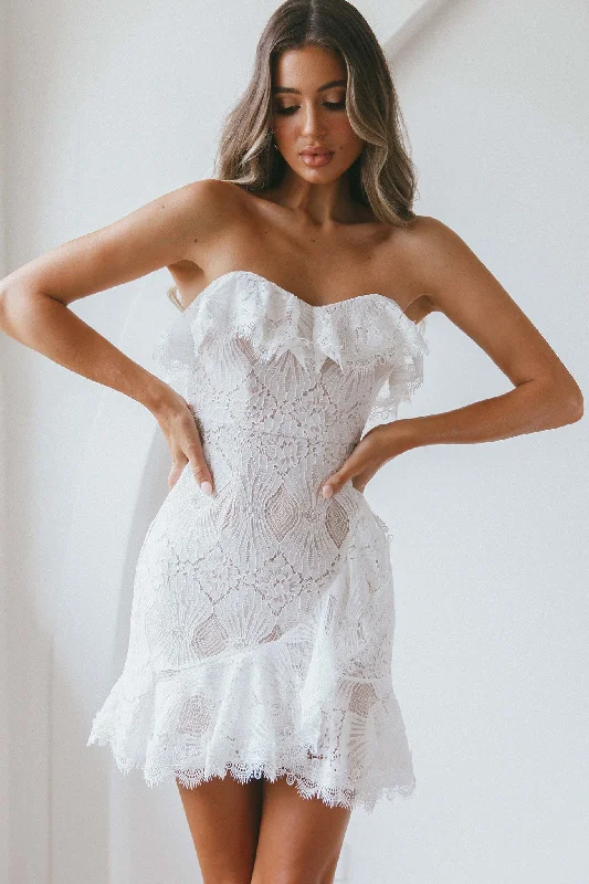 September Lace Mini Dress White Elegant Lace Mini Dress