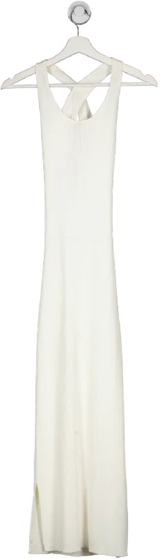 SIR Cream Ribbed Maxi Dress UK XS/S Stylish One-Shoulder Maxi Dress
