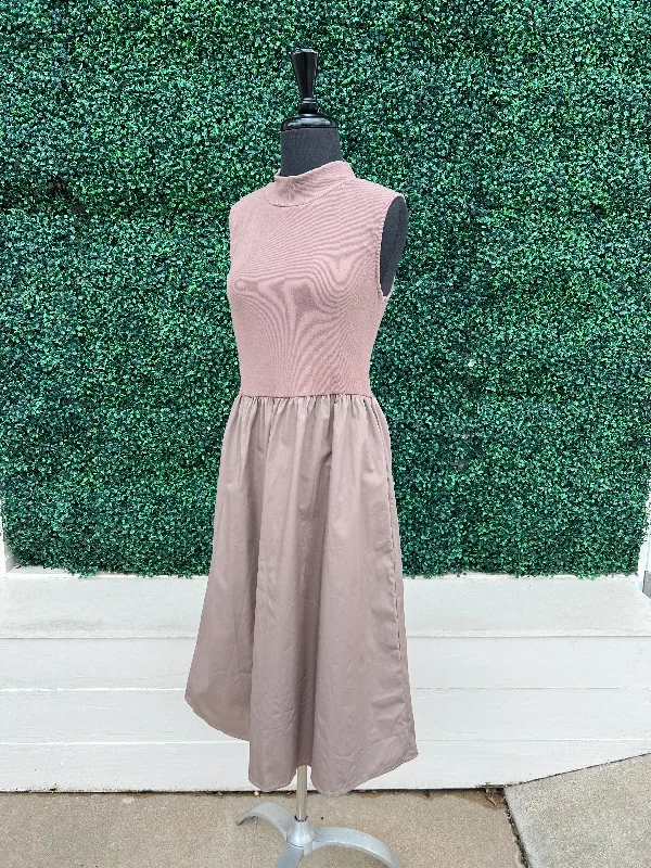 Hybrid Midi Dress Stylish Color Block Midi Dress