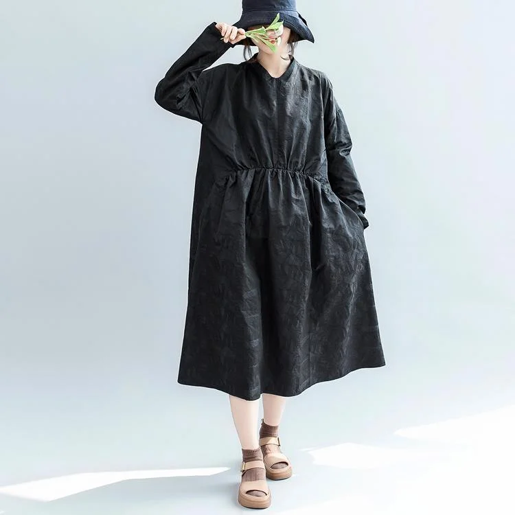 stylish navy cotton blended maxi dress plus size clothing V neck wrinkled traveling dress Fine long sleeve pockets dresses Elegant Boho Maxi Dress stylish navy cotton blended maxi dress plus size clothing V neck wrinkled traveling dress Fine long sleeve pockets dresses Elegant Boho Maxi Dress