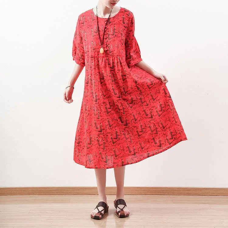 stylish red prints linen maxi dress trendy plus size half sleeve traveling dress boutique o neck caftans Trendy Maxi Dress with Belt stylish red prints linen maxi dress trendy plus size half sleeve traveling dress boutique o neck caftans Trendy Maxi Dress with Belt