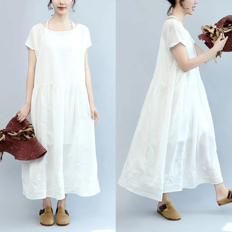 Summer White Casual Cotton Dresses Plus Size Embroidery Sundress Short Sleeve Maxi Dress ( Limited Stock) Stylish Long Sleeve Maxi Dress Summer White Casual Cotton Dresses Plus Size Embroidery Sundress Short Sleeve Maxi Dress ( Limited Stock) Stylish Long Sleeve Maxi Dress