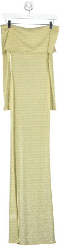 Superdown Gold Off-Shoulder Maxi Dress UK XS Fashionable Faux Wrap Maxi Dress