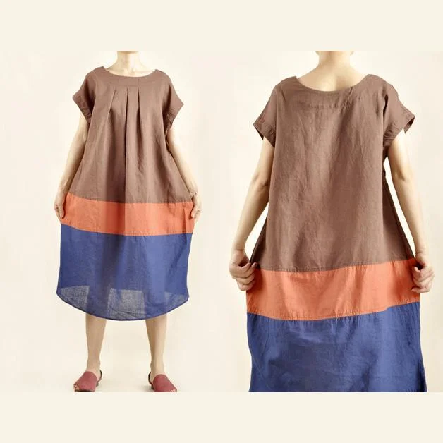 Sweet summer time cotton dress linen maxi dress Classic V-Neck Maxi Dress