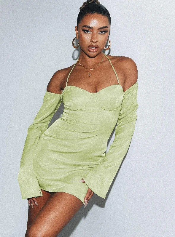 Tamarose Mini Dress Green Comfortable Wrap Mini Dress