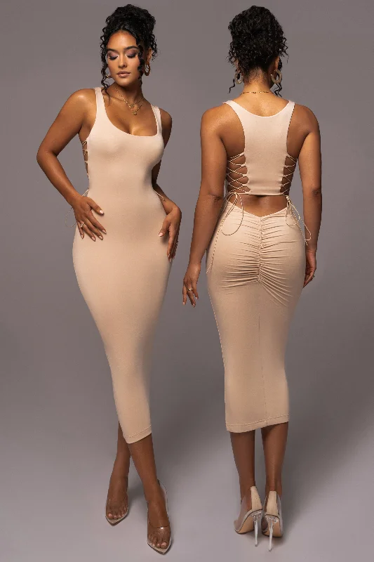 Tan Late Nights Midi Dress Elegant Velvet Midi Dress