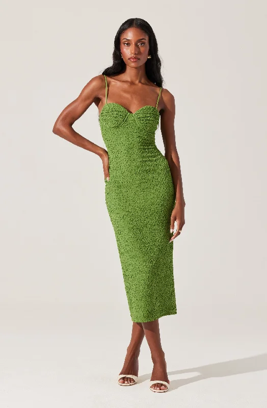 Textured Bustier Midi Dress Comfortable Empire Waist Midi Dress