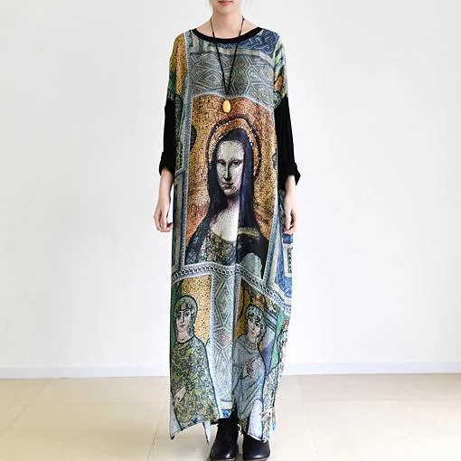 The Mona Lisa print maxi dresses oversized vintage long chiffon dress caftans Comfortable Fitted Maxi Dress The Mona Lisa print maxi dresses oversized vintage long chiffon dress caftans Comfortable Fitted Maxi Dress