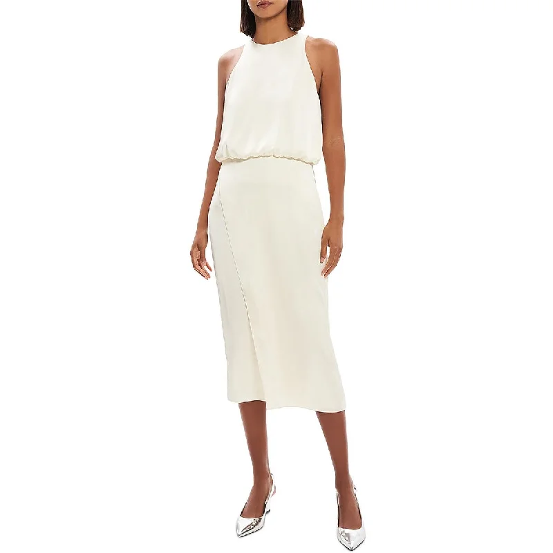 Theory Womens Layered Faux Wrap Midi Dress