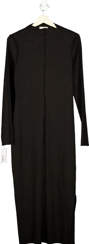 T.LA Black Ribbed Long Sleeve Maxi Dress UK M Stylish Longline Maxi Dress