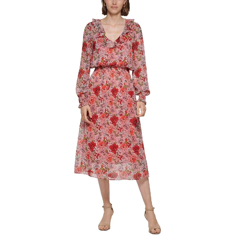 Tommy Hilfiger Womens Chiffon Long Maxi Dress Trendy Fit-and-Flare Maxi Dress