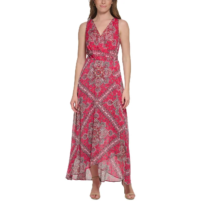 Tommy Hilfiger Womens V Neck Paisley Maxi Dress Stylish Longline Maxi Dress
