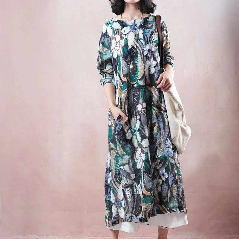 top quality blue floralnatural linen dress plussize long sleeve linen maxi dress boutique o neck caftans Trendy Maxi Dress with Lace top quality blue floralnatural linen dress plussize long sleeve linen maxi dress boutique o neck caftans Trendy Maxi Dress with Lace