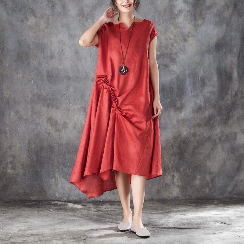 top quality summer cotton blended maxi dress oversize Women Casual V Neck Short Sleeve Red Dress Cozy Ribbed Maxi Dress top quality summer cotton blended maxi dress oversize Women Casual V Neck Short Sleeve Red Dress Cozy Ribbed Maxi Dress